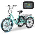 Docred 24" Electric Tricycle for Adults & Seniors, 7 Speed 3 Wheel E - Bike with Large Basket/Low - Step Through Frame, 350W Motor 36V/10.4AH Lithium Bettery, 15.5MPH