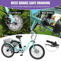Docred 24" Electric Tricycle for Adults & Seniors, 7 Speed 3 Wheel E - Bike with Large Basket/Low - Step Through Frame, 350W Motor 36V/10.4AH Lithium Bettery, 15.5MPH