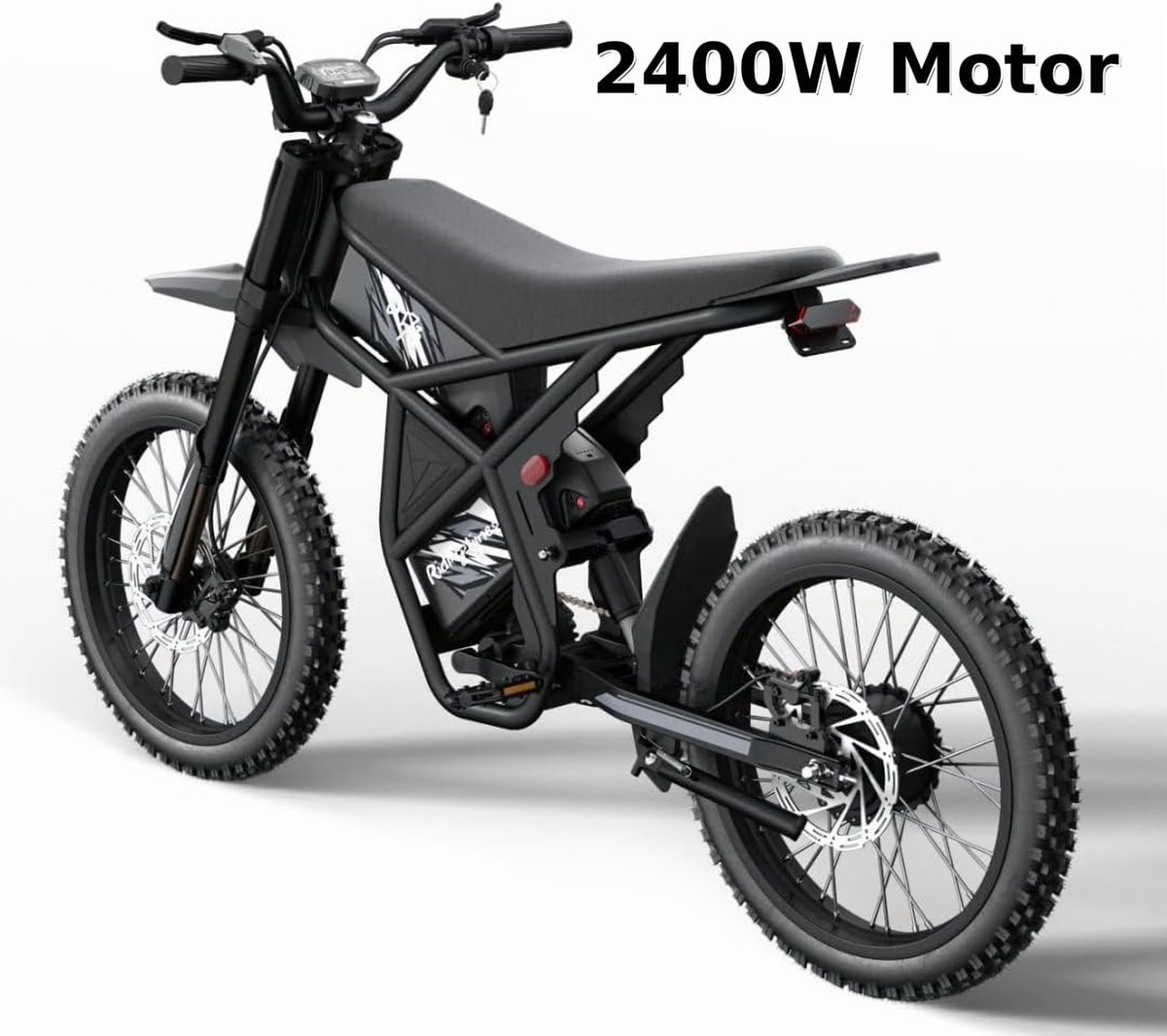 Riding'Times GT73 Electric Dirt Bike for Adults 2400W 48V 37MPH 36.4AH Dual Battery 85 Miles Range 25" Tires UL2849 Full Suspension