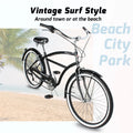 TRACER TAHA Beach Cruiser Bike for Men, 26 in Wheels, Hi Ten Steel Frame, 7 Speed, Hybrid Bike for Adults, Complete Cruiser Bikes, Coaster Brake, Matte Black