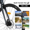 POVANLI 700C Road Bike for Men Women, 16 - Speed Outdoor Bike Disc Brakes, Racing Bike Light Weight Aluminum Frame, City Commuting Road Bicycle L Size, Adults Ages 14+, Gift(Dark Blue)