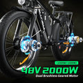 Electric Bike for Adults, 2000W 26'Fat Tire Electric Bike, 35MPH AWD Dual Motor Electric Bicycles, 48V 22.4AH Battery Fast Ebikes Dual Hydraulic Brakes UL 2849