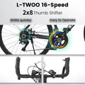 POVANLI 700C Road Bike for Men Women, 16 - Speed Outdoor Bike Disc Brakes, Racing Bike Light Weight Aluminum Frame, City Commuting Road Bicycle L Size, Adults Ages 14+, Gift(Dark Blue)