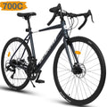 POVANLI 700C Road Bike for Men Women, 16 - Speed Outdoor Bike Disc Brakes, Racing Bike Light Weight Aluminum Frame, City Commuting Road Bicycle L Size, Adults Ages 14+, Gift(Dark Blue)
