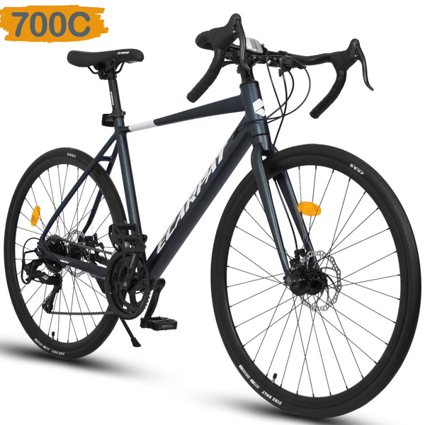 POVANLI 700C Road Bike for Men Women, 16 - Speed Outdoor Bike Disc Brakes, Racing Bike Light Weight Aluminum Frame, City Commuting Road Bicycle L Size, Adults Ages 14+, Gift(Dark Blue)