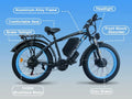 (US in Stock) 5000W Peak Dual Motor Electric Bike for Adults, 60V 25AH Removable Battery Ebike, 50MPH AWD 21 - Speed Mountain Snow E - Bike with 26" x 4.0 Fat Tire, Long Range Mountain Off - Road Ebikes