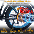 (US in Stock) 5000W Peak Dual Motor Electric Bike for Adults, 60V 25AH Removable Battery Ebike, 50MPH AWD 21 - Speed Mountain Snow E - Bike with 26" x 4.0 Fat Tire, Long Range Mountain Off - Road Ebikes