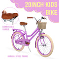 Aezusy 20 in Kids Bike with Basket for 7 - 10 Years Old Girls, Purple