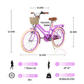 Aezusy 20 in Kids Bike with Basket for 7 - 10 Years Old Girls, Purple